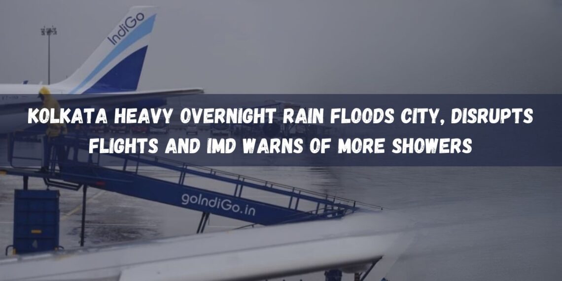 Flooded streets of Kolkata after heavy overnight rain, causing traffic disruption and flight delays