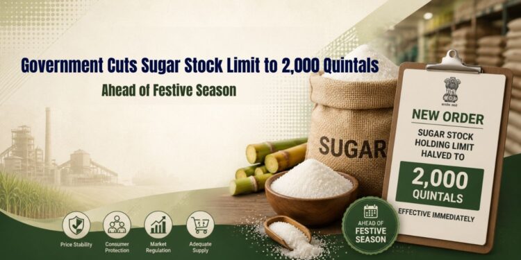 Government Cuts Sugar Stock Limit to 2,000 Quintals